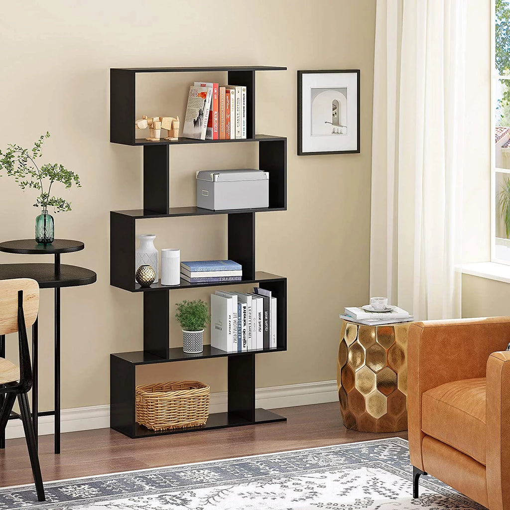 5-Tier Black Bookcase Shelving Unit X753