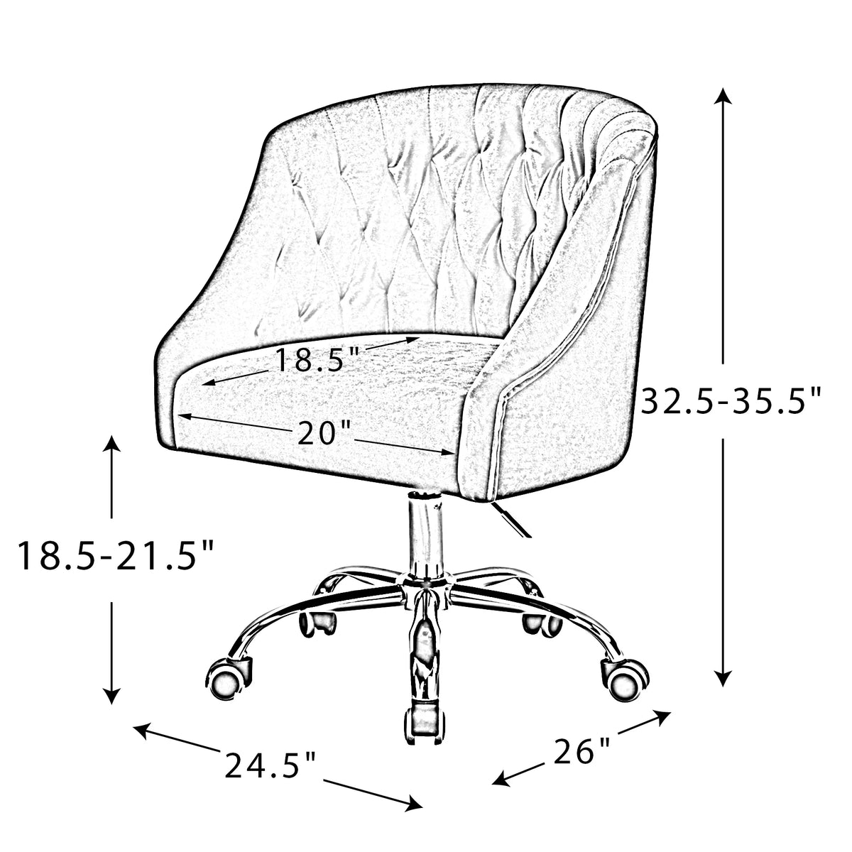 Pink Velvet Fabric Swivel Rolling Task Chair L459740