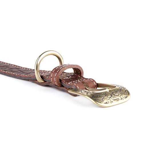 Genuine Embossed Italian Leather Dog Collar J126