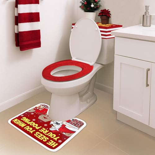 Set of 4 Toilet Seat Cover Sets with Lid Cover Rug Tank Cover A465