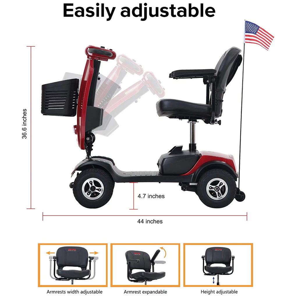 Red Mobility Scooter with Windshield B59026