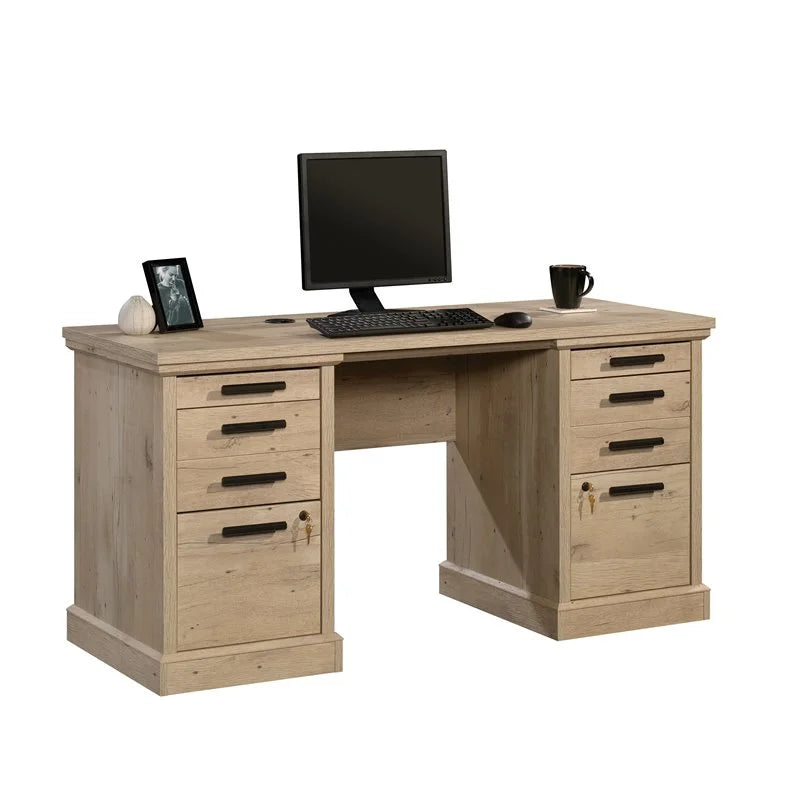 60" Engineered Wood Credenza Desk in Prime Oak Y95480