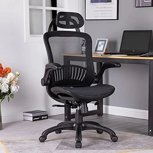 Grey Ergonomic Mesh Office Chair with Lumbar Support K7864