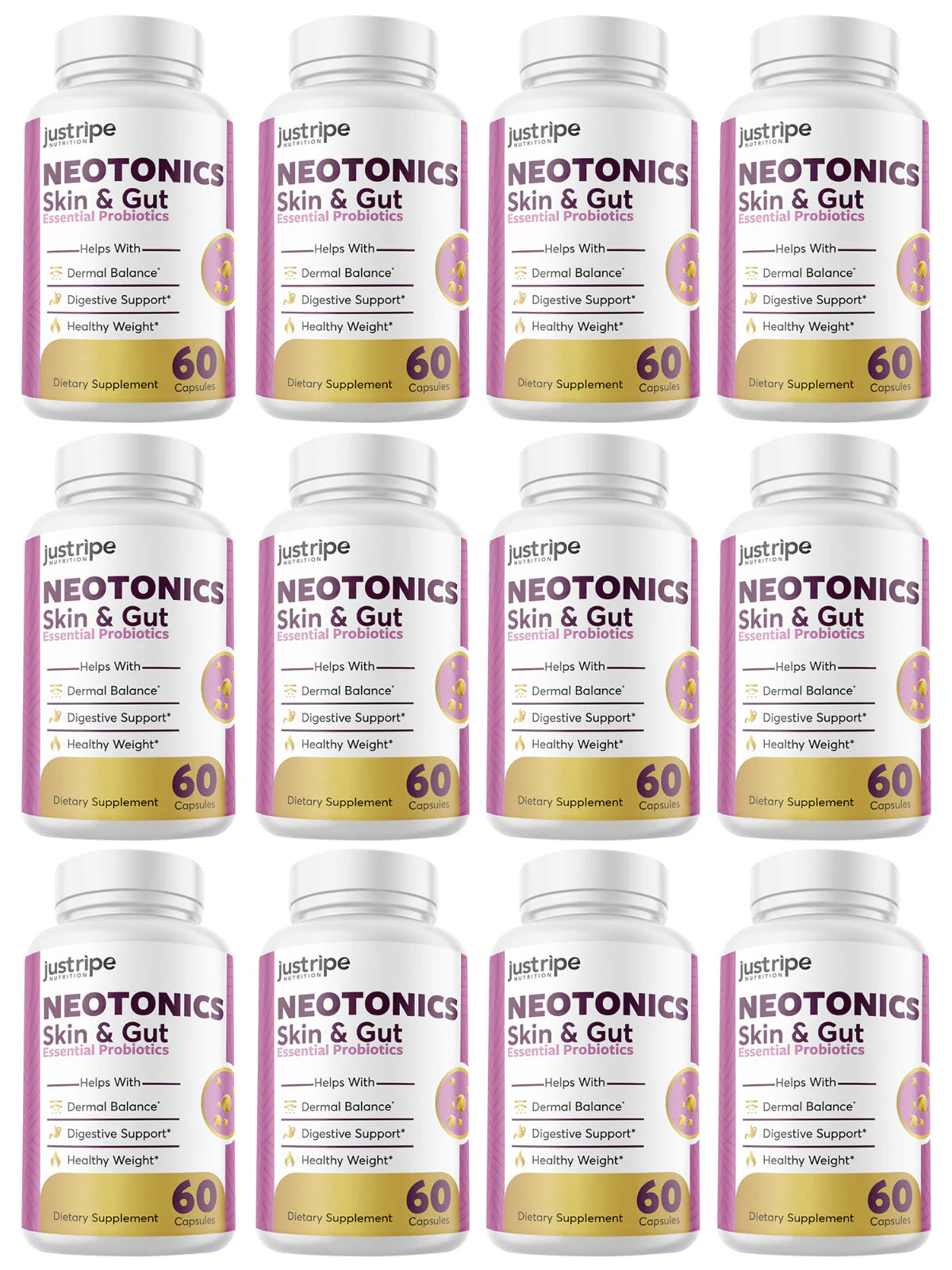 12 Pack Skin & Gut Probiotics Supplement Pills E89673