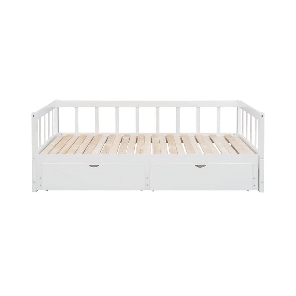 White Wood Storage Trundle Daybed F69470