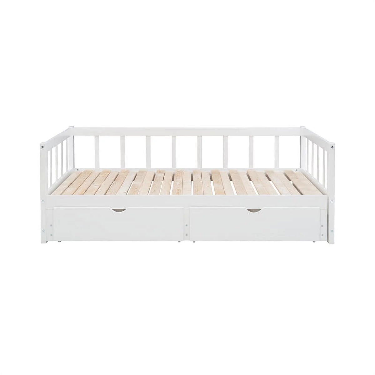 White Wood Storage Trundle Daybed F69470