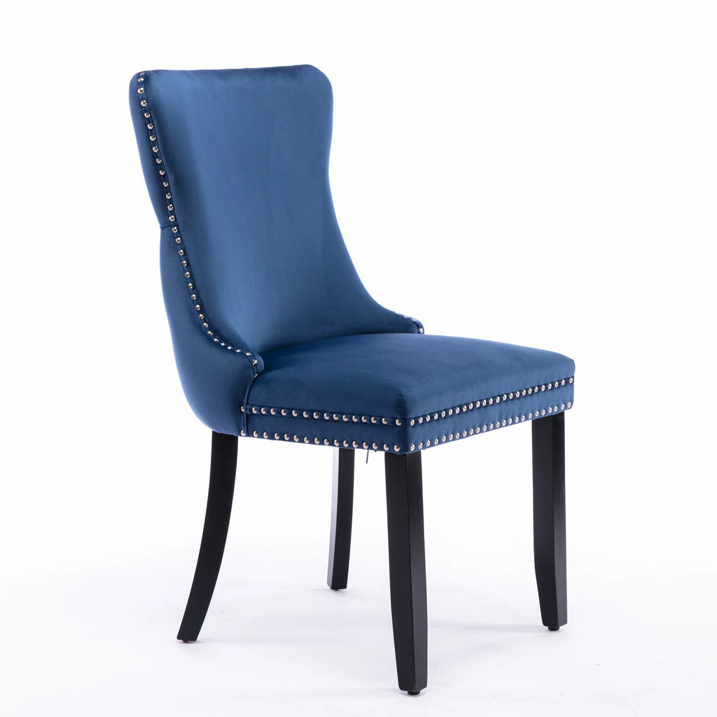Velvet Wing Back Dining Chairs Set of 2 Blue L475115