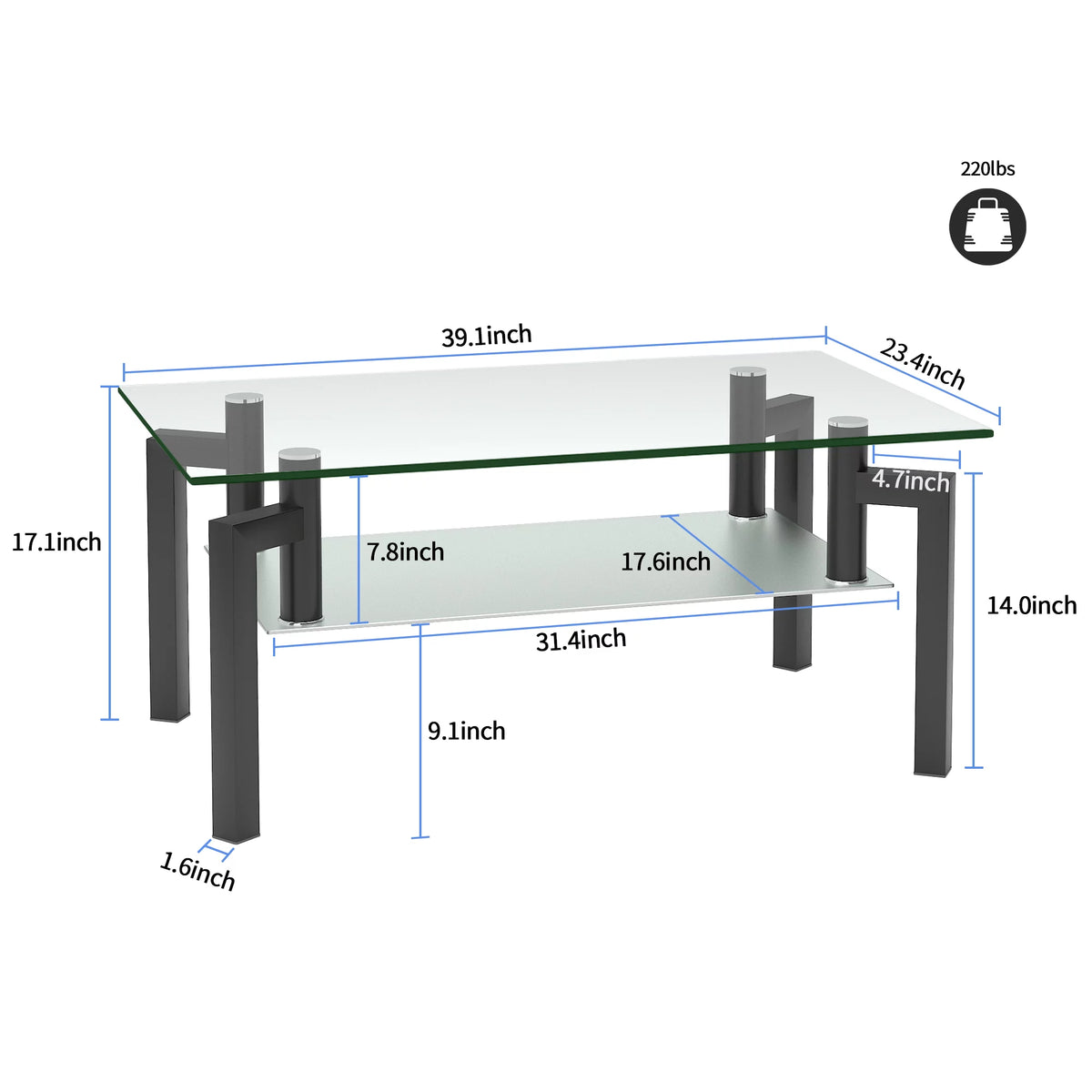Black Glass Coffee Table H1257