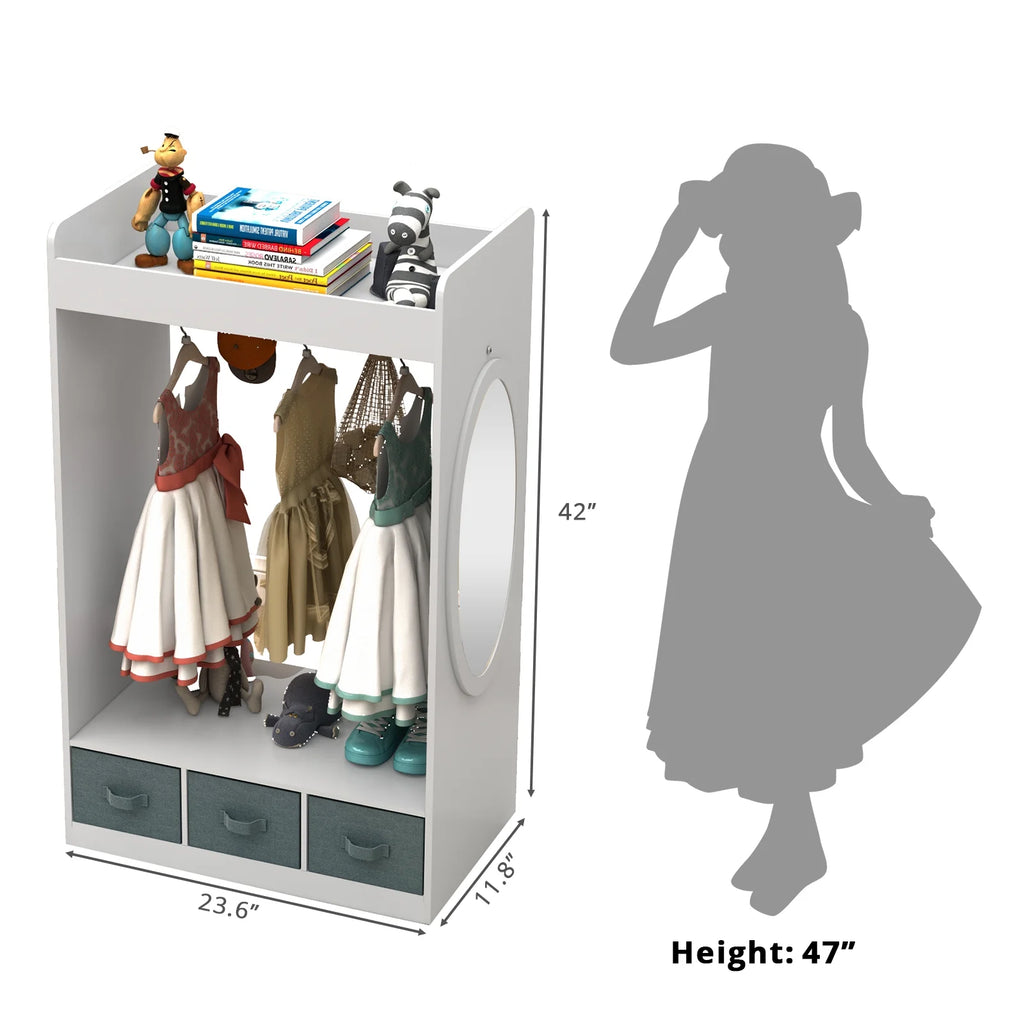 Kids Dress Up Storage with Mirror & 3 Drawers V7259