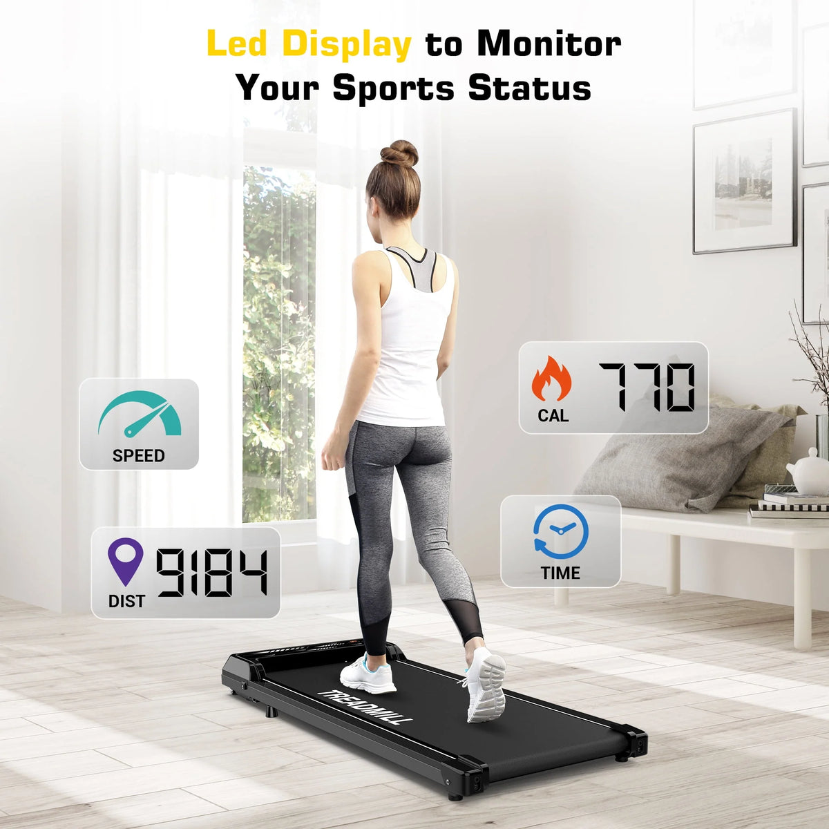 Black Portable Under Desk Treadmill Walking Pad Y19577