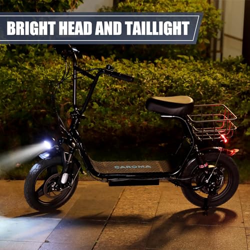 Electric Scooter with Seat, 14" Tires Foldable with Basket N730
