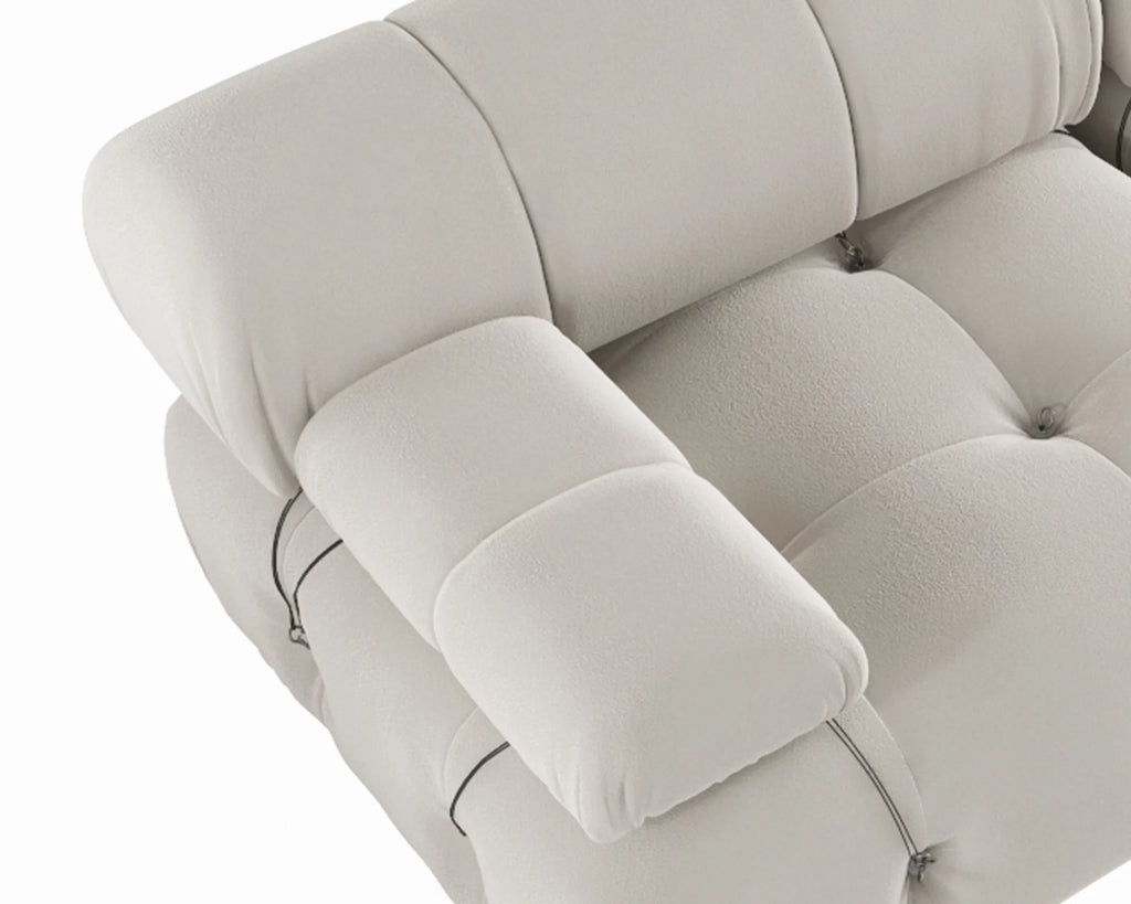 L-Shaped Velvet 3-Seat Sofa with Ottoman Y598024