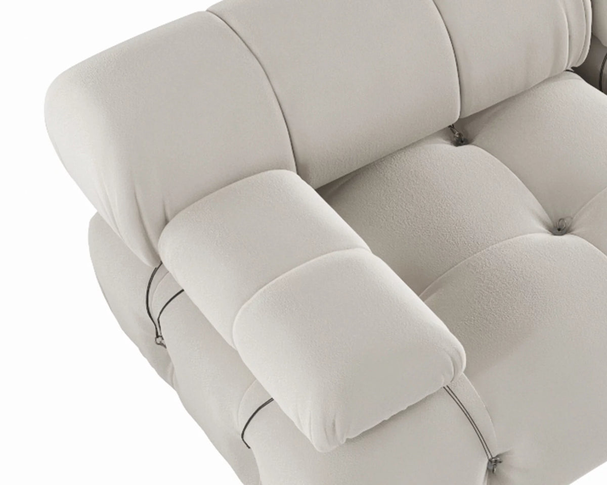 L-Shaped Velvet 3-Seat Sofa with Ottoman Y598024