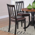 Antique Chair Faux Leather Seat Black and Cherry Finish Pack of 2 C524446