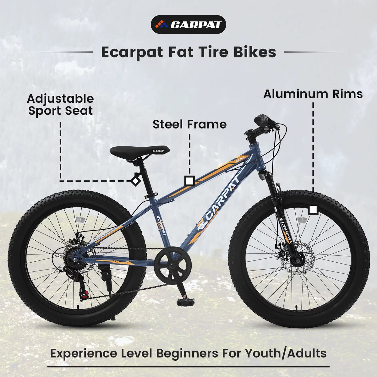 24 Inch Fat Tire Bike 7 Speeds Mountain Bike U832835