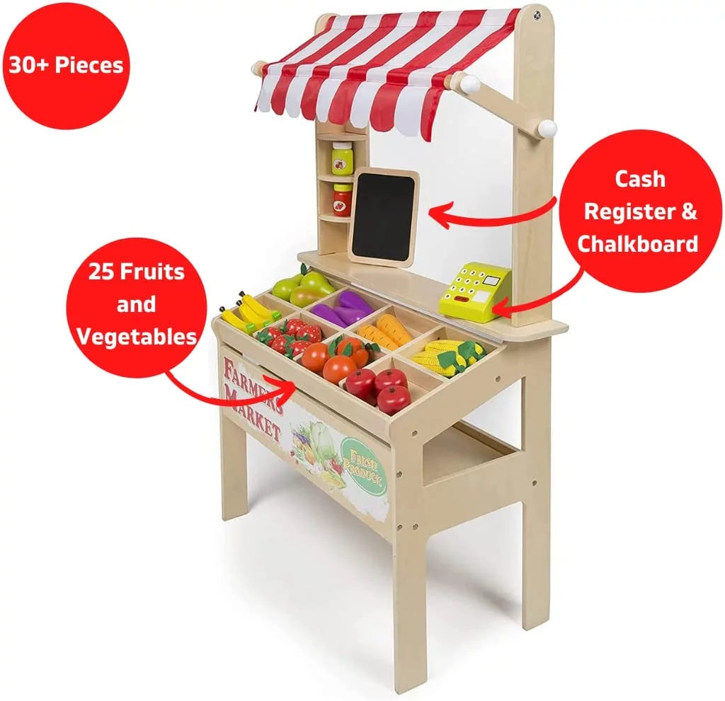 Wooden Farmers Market Stand with 30+ Pieces H729