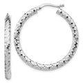 14 Karat White Gold Diamond-cut Hoop Earrings M5973