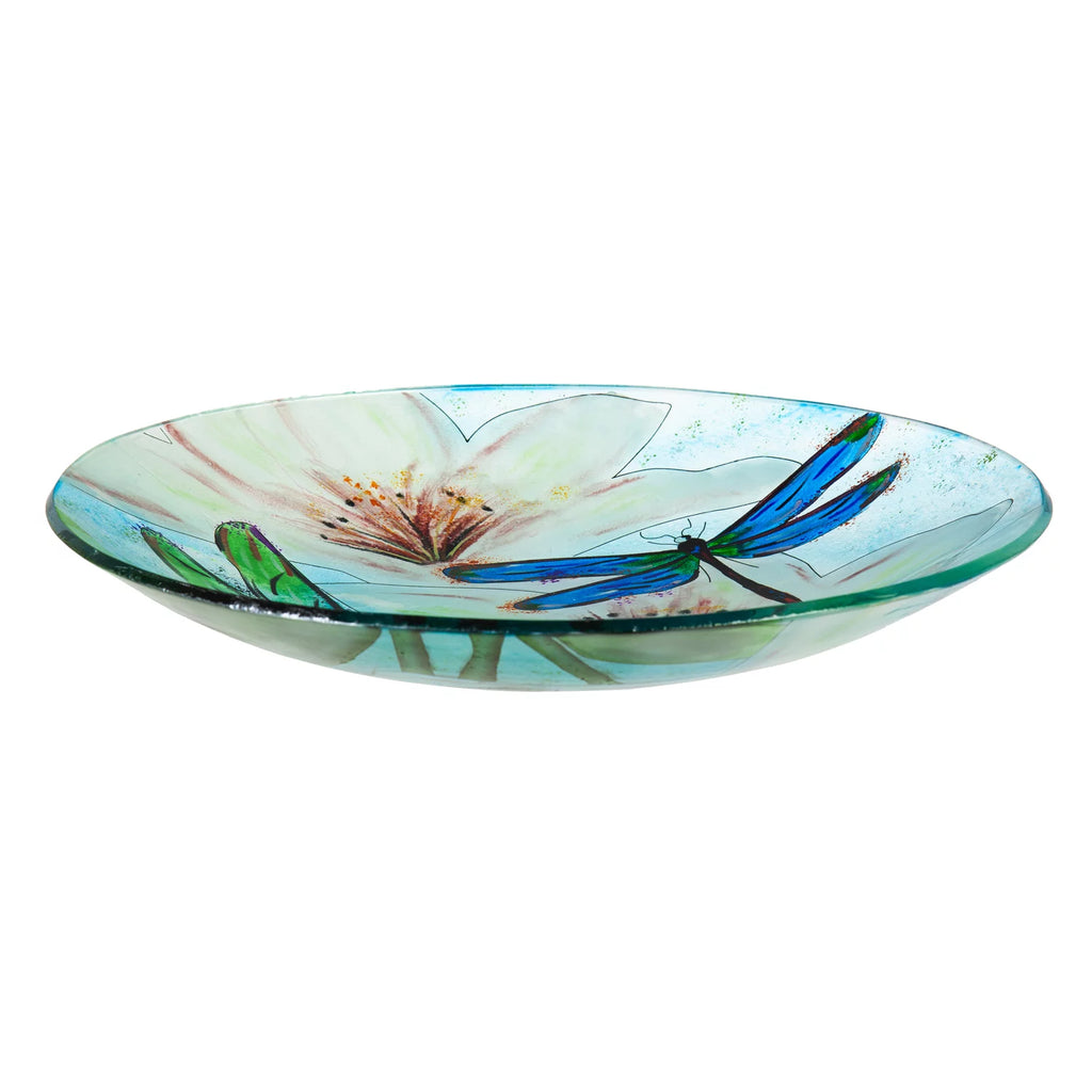16" Glass Bird Bath with Stand Y5141