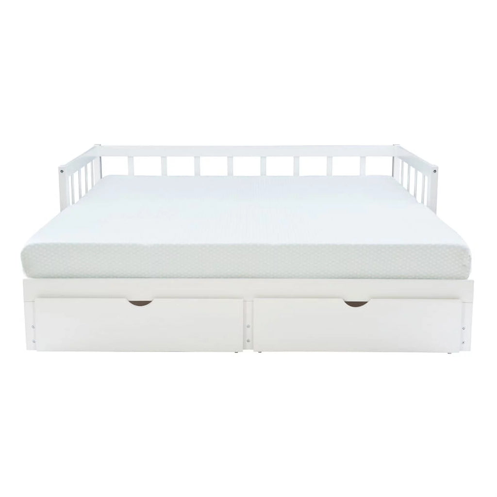 White Wood Storage Trundle Daybed F69470