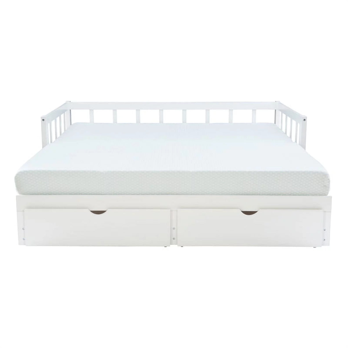 White Wood Storage Trundle Daybed F69470