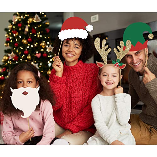 Christmas Photo Booth Props Set of 32 Red Green Gold Selfie Signs J44299