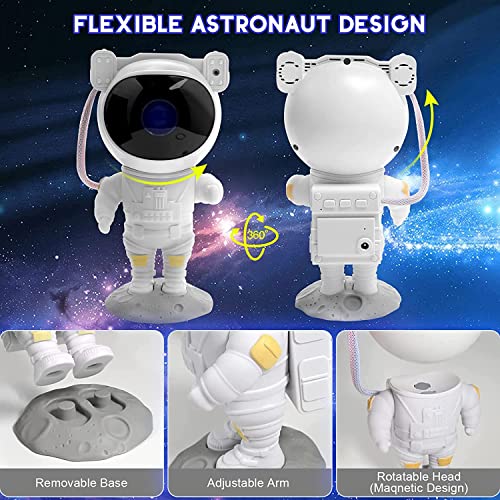 Star Projector Galaxy Night Light Astronaut LED Lamp with Timer and Remote White M623