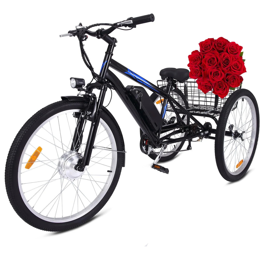 Electric Tricycle 24 7 Speeds 3 Wheels Blue E518