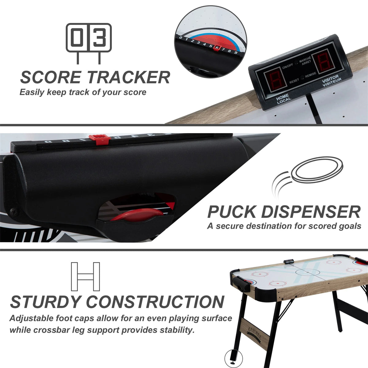 48in Foldable Air Powered Hockey Table with LED Scoreboard I47217