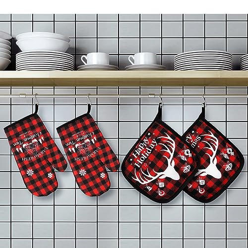 6 Pcs Christmas Kitchen Towels Oven Mitts and Pot Holders Set K401