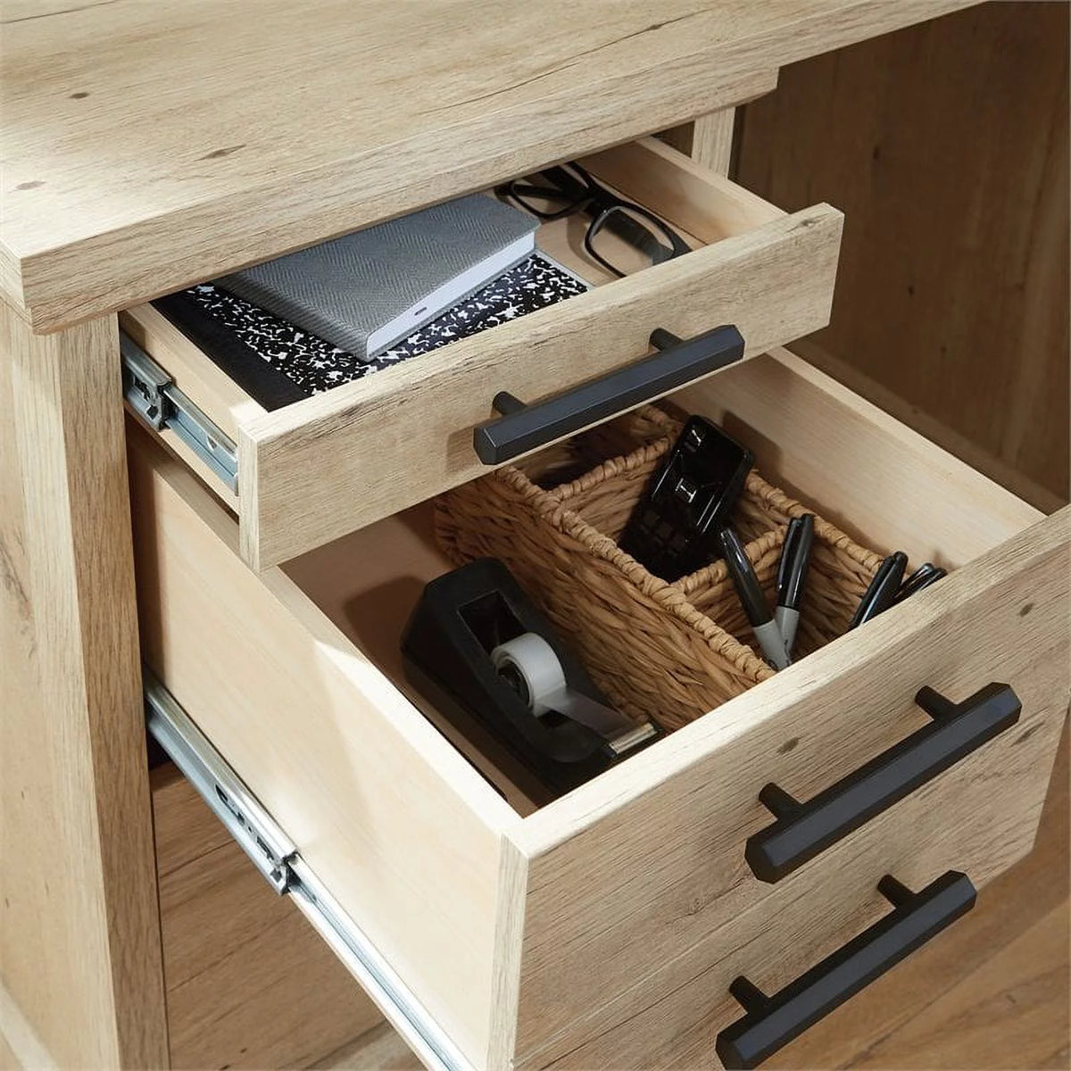 60" Engineered Wood Credenza Desk in Prime Oak Y95480
