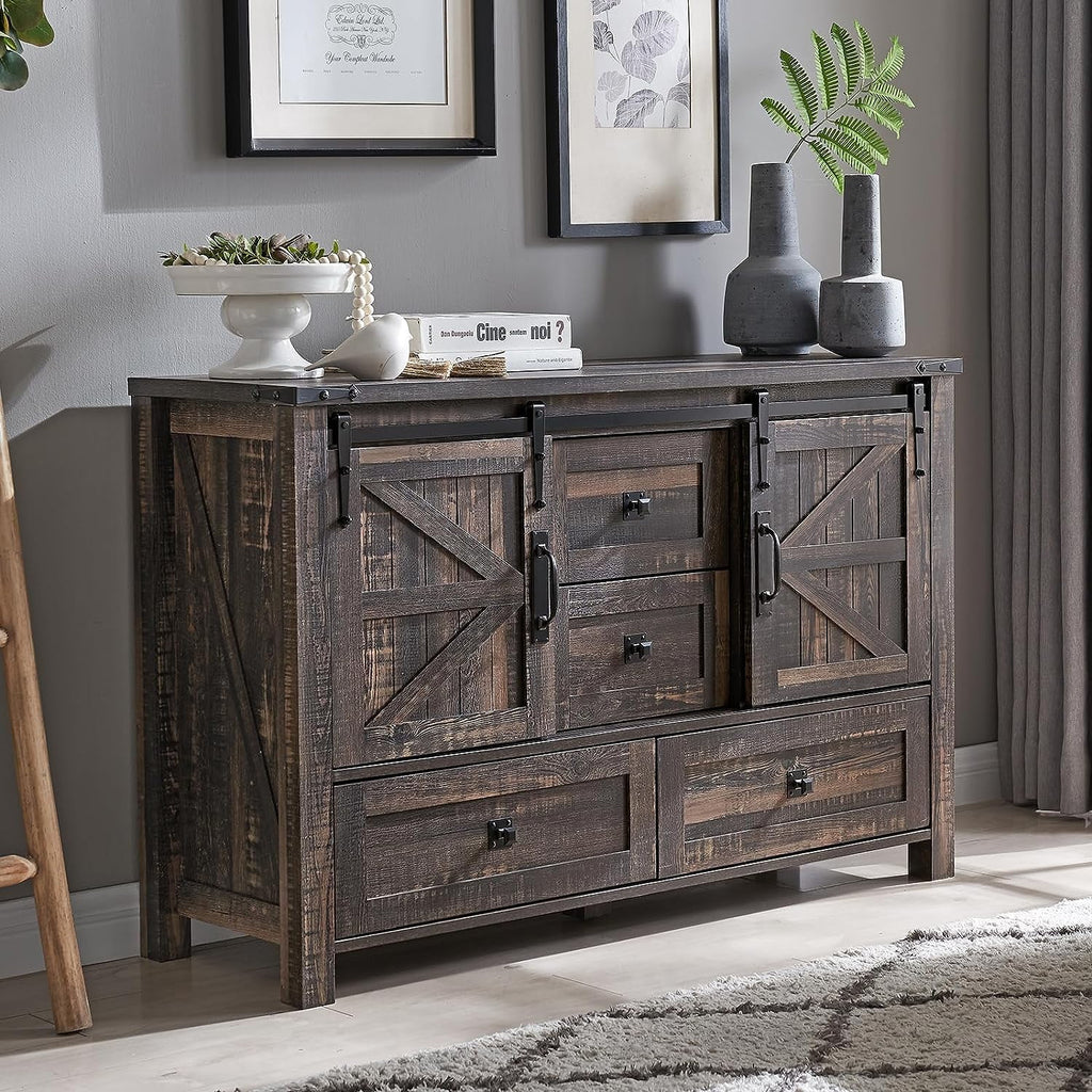 White 4 Drawer Dresser with Barn Door I552392