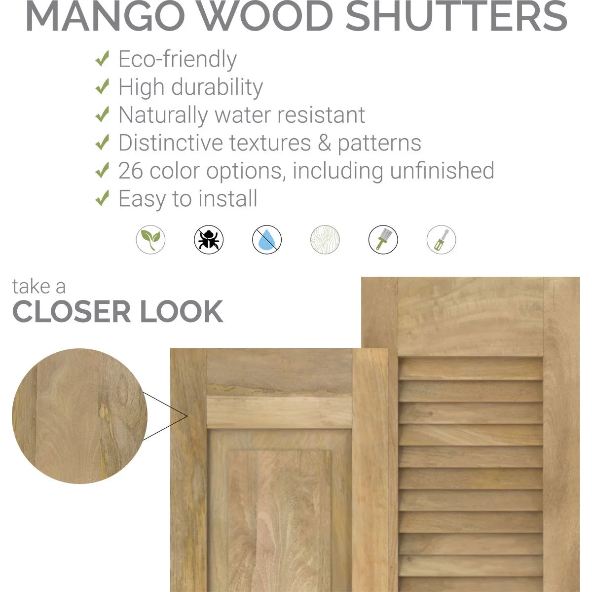 14"W x 58"H Real Wood Board-n-Batten Shutters with Elliptical Top, Starless Night Blue Z262