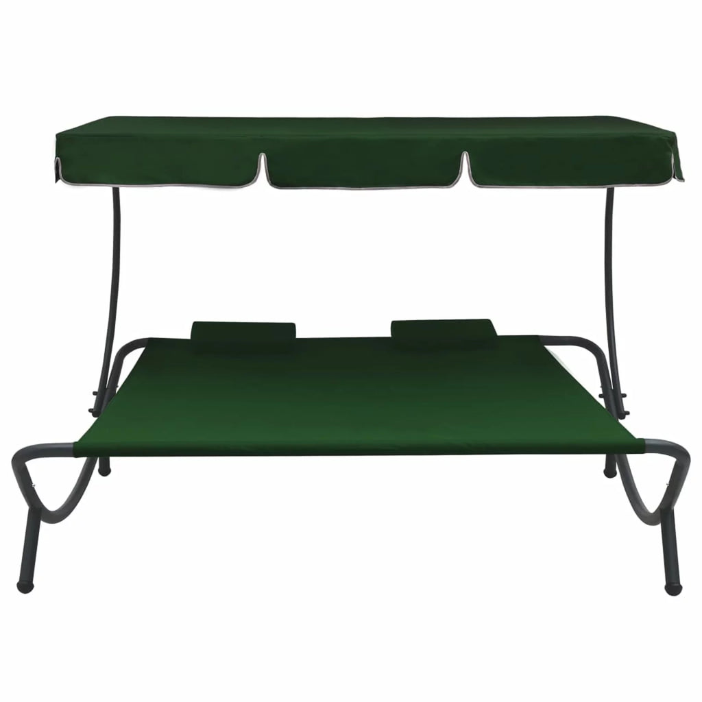 Patio Lounge Bed with Canopy and Pillows Oxford Fabric Steel Frame P272524