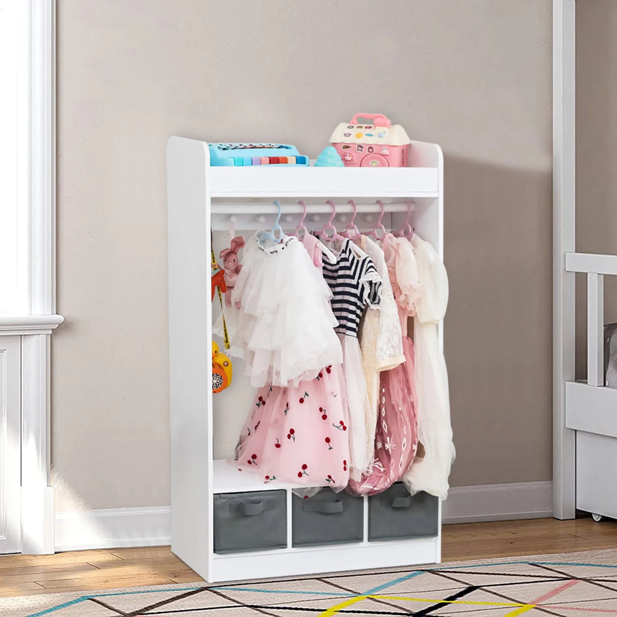 Kids Dress Up Storage with Mirror & 3 Drawers V7259