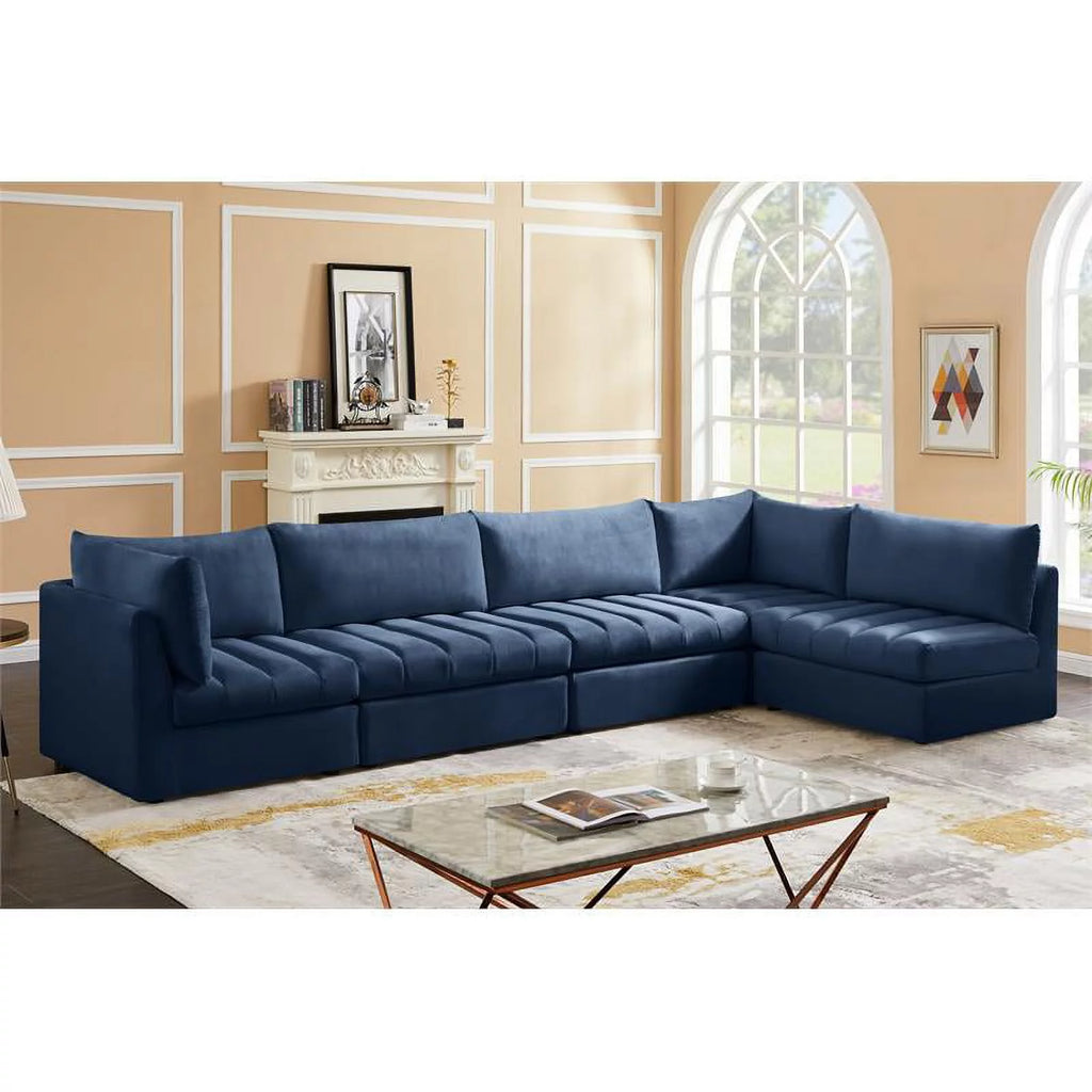 Navy Velvet Modular Sectional W9192