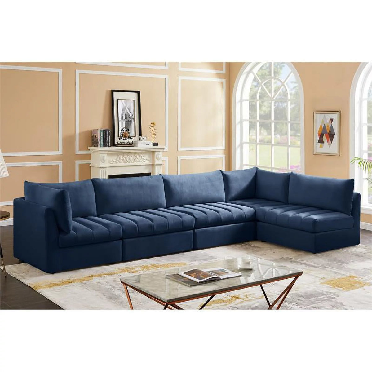 Navy Velvet Modular Sectional W9192
