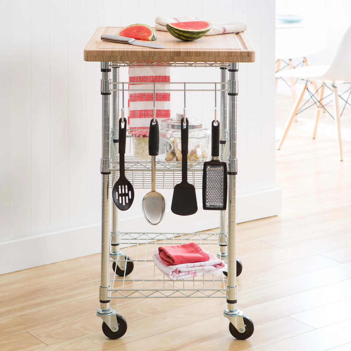 2 Tier Maple Butcher Block Cart H192380