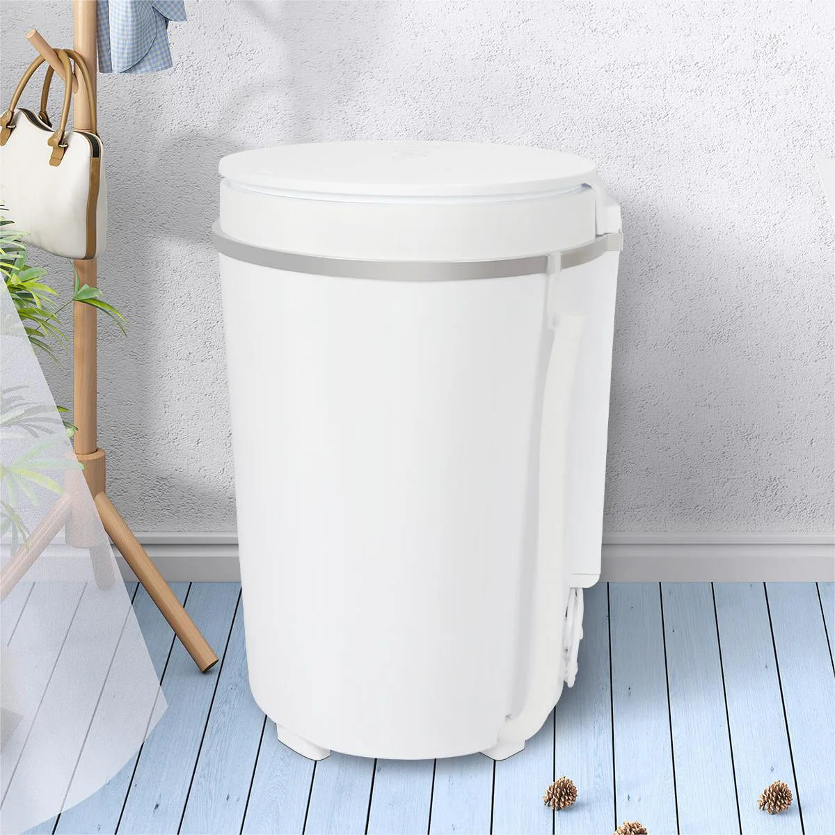 7.7lbs Mini Portable Washing Machine with Spiner Basket, Timer Control and Drain Hose, White E574