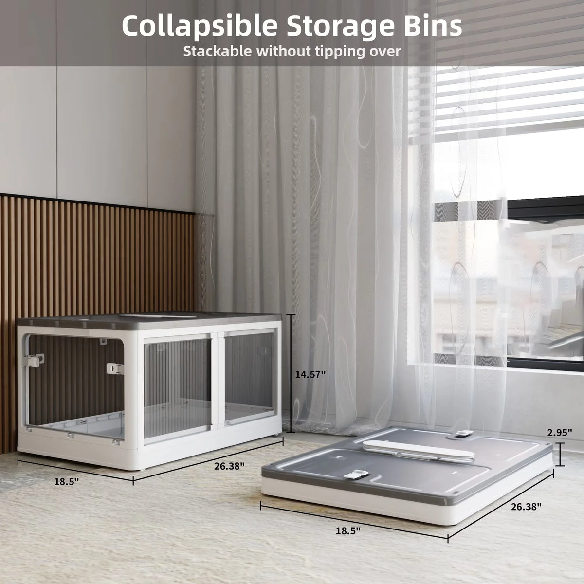 Transparent Stackable Storage Bins with Wheels U3221