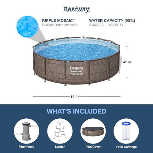 14' x 42" Round Above Ground Swimming Pool Set with Filter Pump Q856