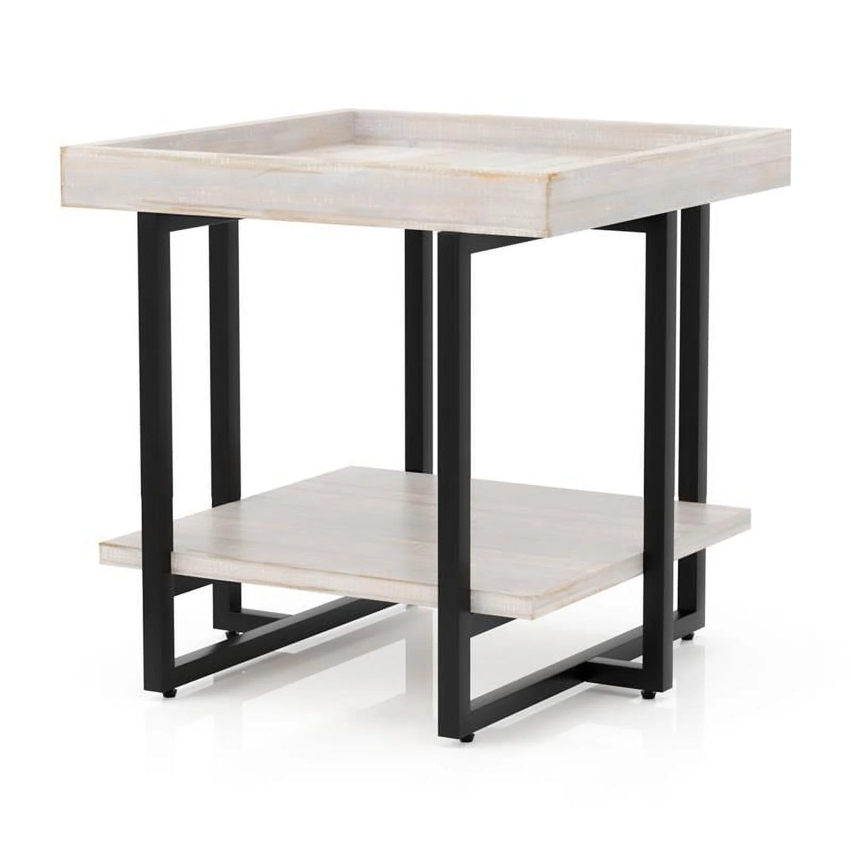 Wood 2-Piece Coffee Table Set in Antique White D95345