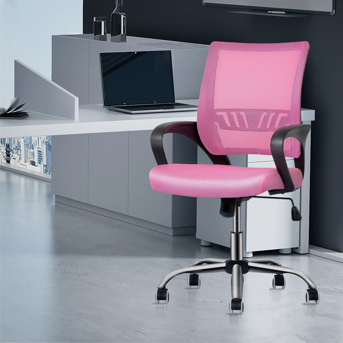 Pink Mesh Office Chair with Armrests E96508