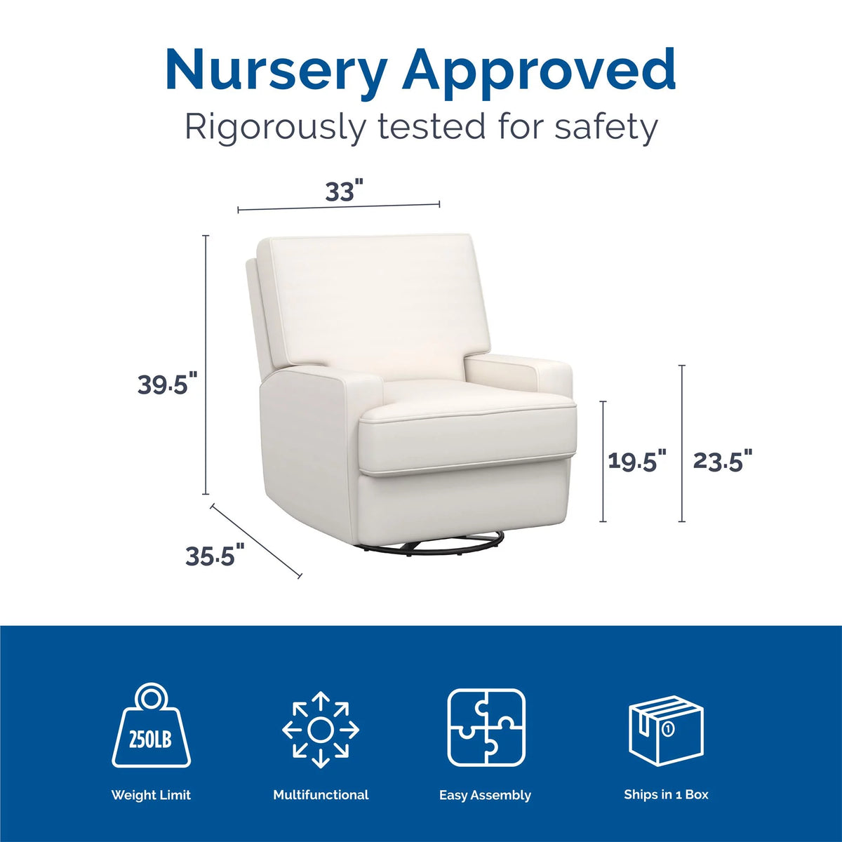 White Linen Swivel Glider Recliner Chair Y861163