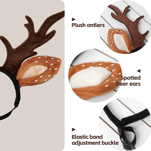Dog Cat Christmas Reindeer Antlers Headband Adjustable Pet Costume U1085