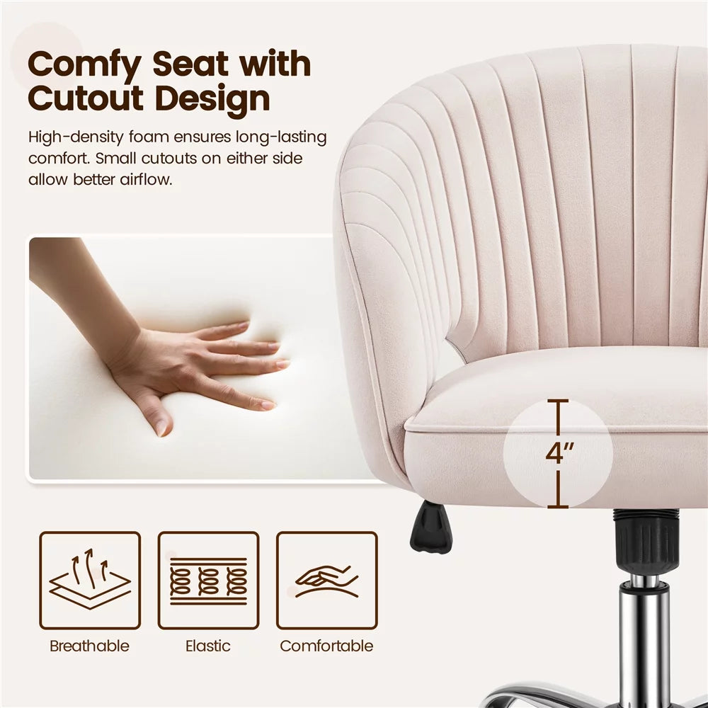 Cream Velvet Tufted Office Chair G833