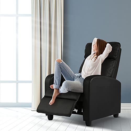 Black PU Leather Massage Recliner Chair with Footrest O120