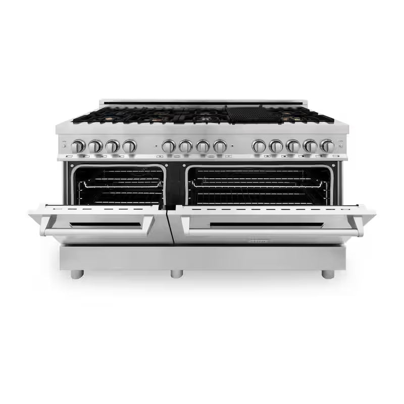 9 Burner Double Oven Dual Fuel Range with Brass Burners in Stainless Steel Q69763