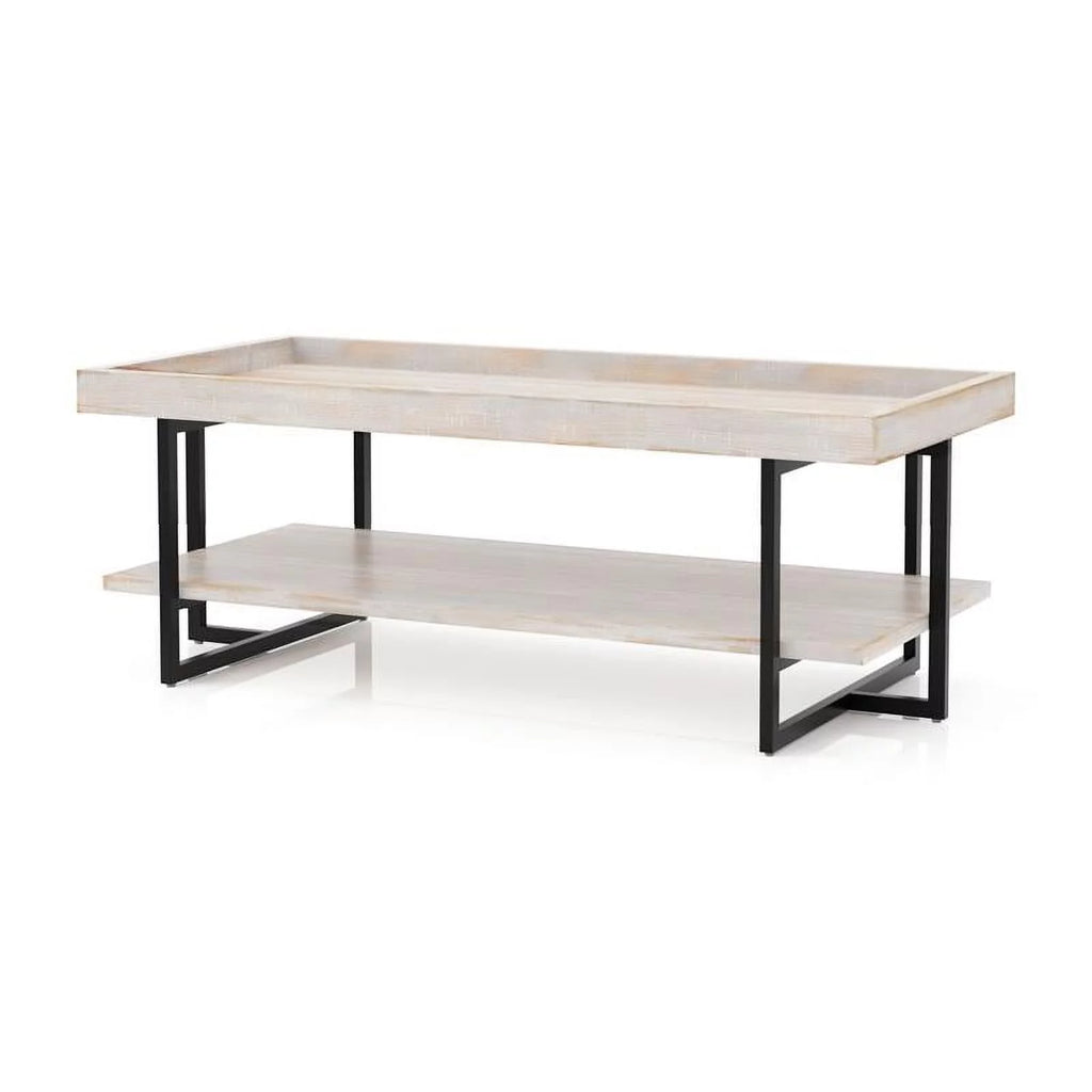 Wood 2-Piece Coffee Table Set in Antique White D95345