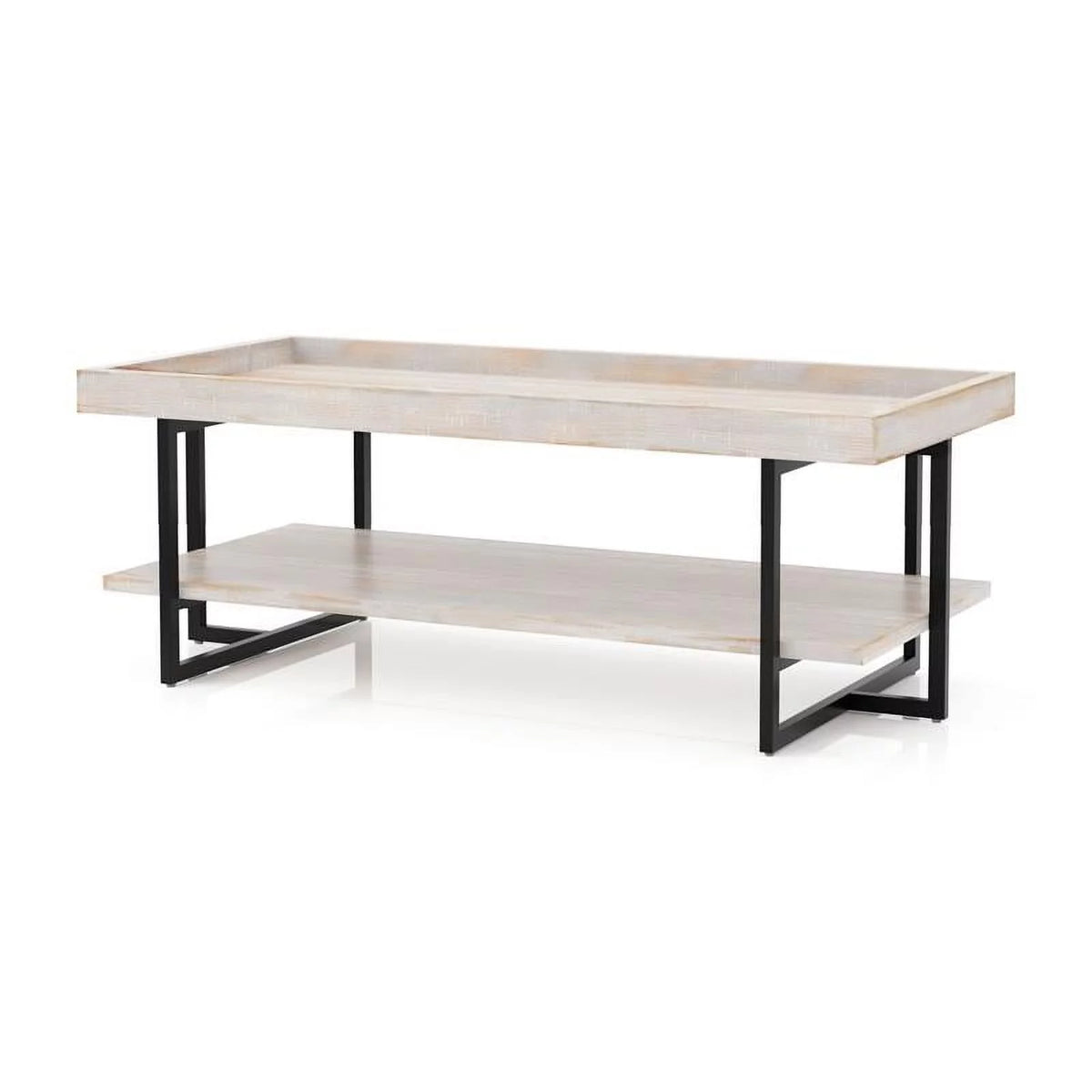 Wood 2-Piece Coffee Table Set in Antique White D95345