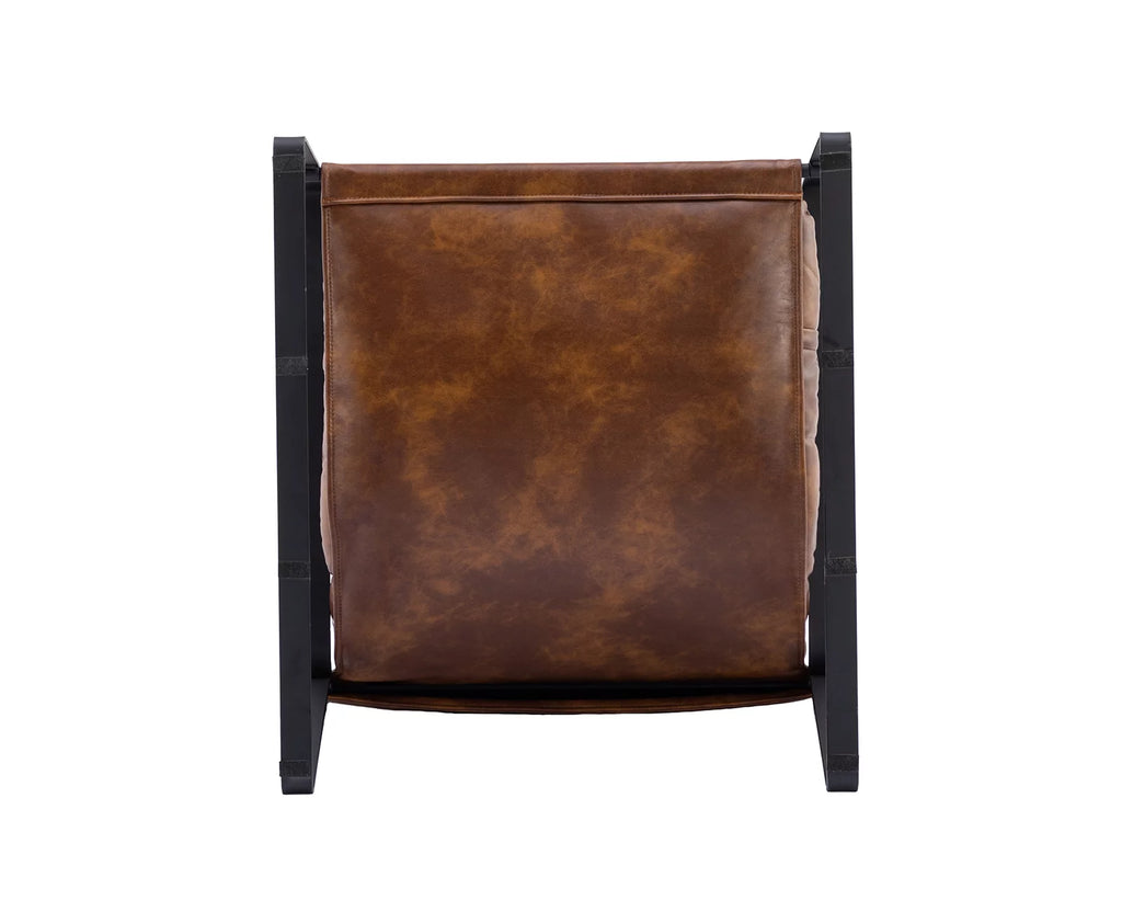 Brown Faux Leather Upholstered Accent Armchair with Metal Base C8843